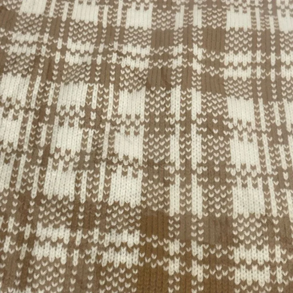 Timberland Scarf Buffalo Plaid 100% Acrylic Beige Off-White